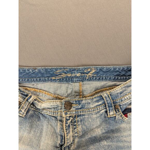 Seven7 Shorts Women's 20 Stretch Denim Mid-Rise Distressed Blue Cotton - Picture 6 of 12